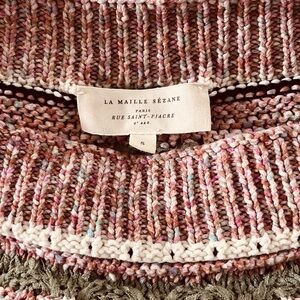 Sézane Pink and Cream Knit Sweater